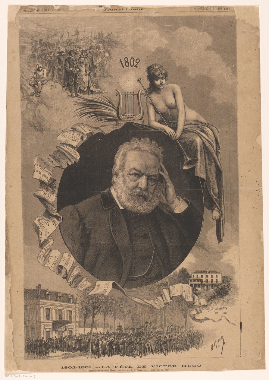 Portree van Victor Hugo 1802-1881 Victor Hugon juhla (nimi esineessä) tekijältä Fortune Louis Meaulle