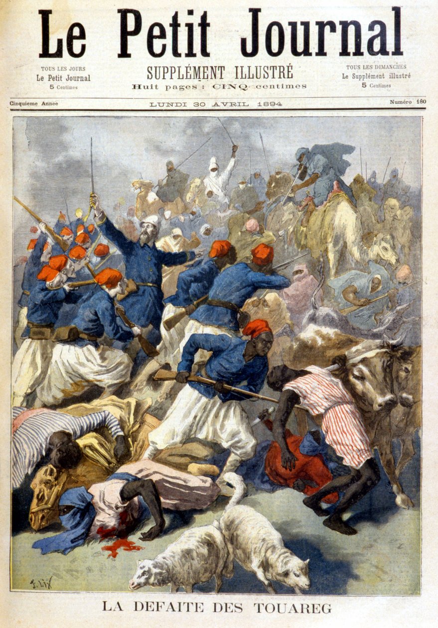 Tuaregien tappio - "" Le Petite Journal" -lehdessä 30.4.1894 tekijältä Fortune Louis Meaulle