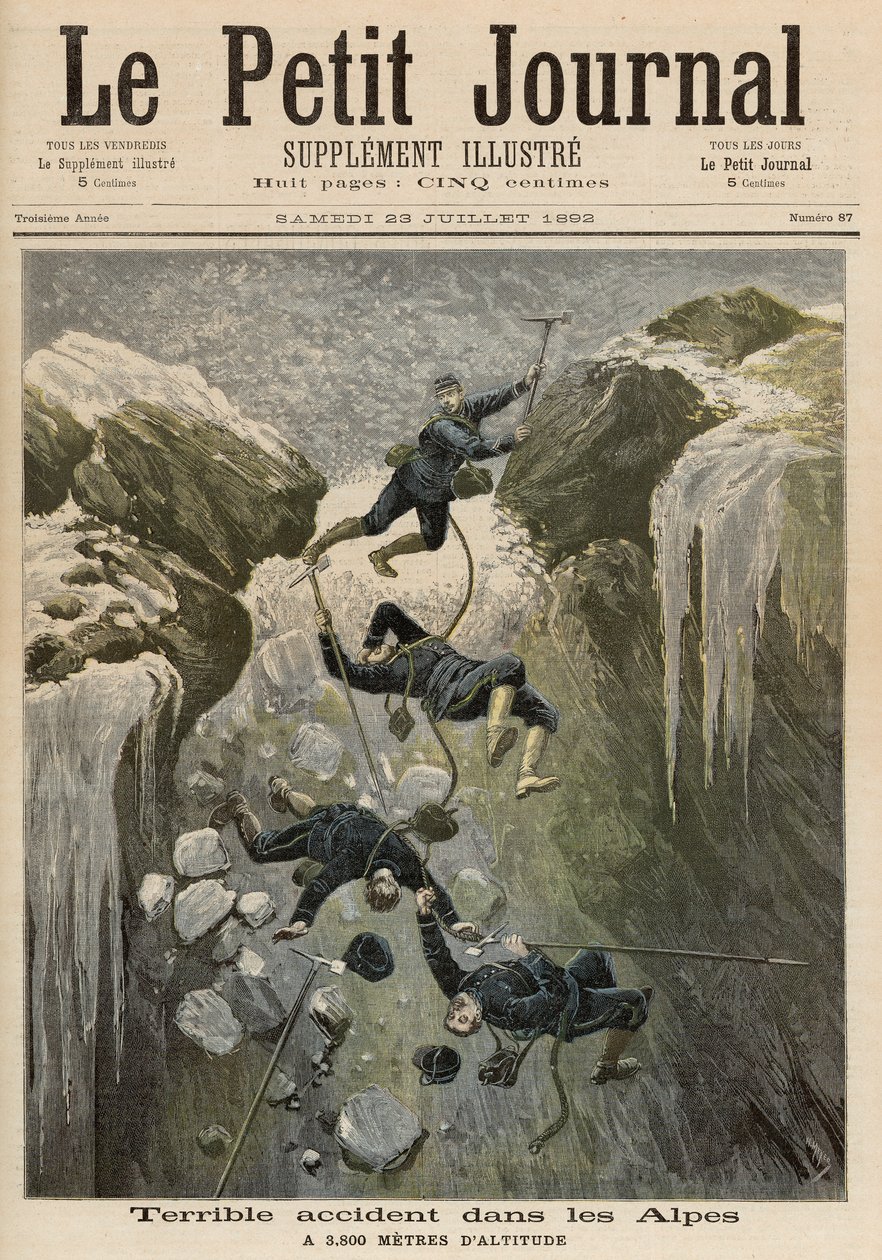 Kauhea onnettomuus Alpeilla, "Le Petit Journal", 23. heinäkuuta 1892 tekijältä Fortune Louis Meaulle and Henri Meyer