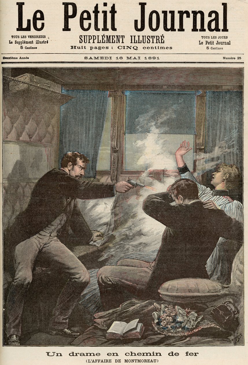 Draama rautateillä: Montmoreaun tapaus, Le Petit Journalista, 16. toukokuuta 1891 tekijältä Fortune Louis Meaulle and Henri Meyer