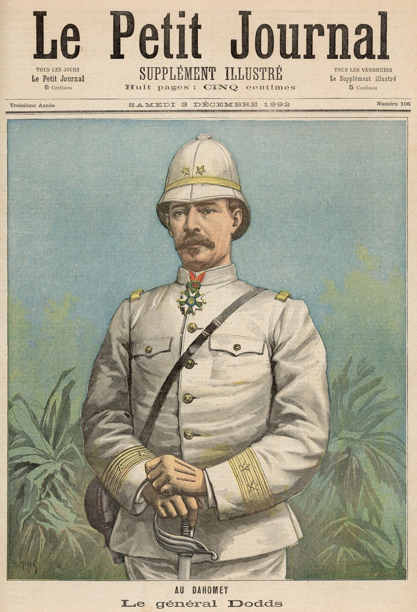 Kenraali Alfred Amedee Dodds (1842-1922) Dahomeyssa, "Le Petit Journal", 3. joulukuuta 1892 tekijältä Fortune Louis Meaulle and Henri Meyer