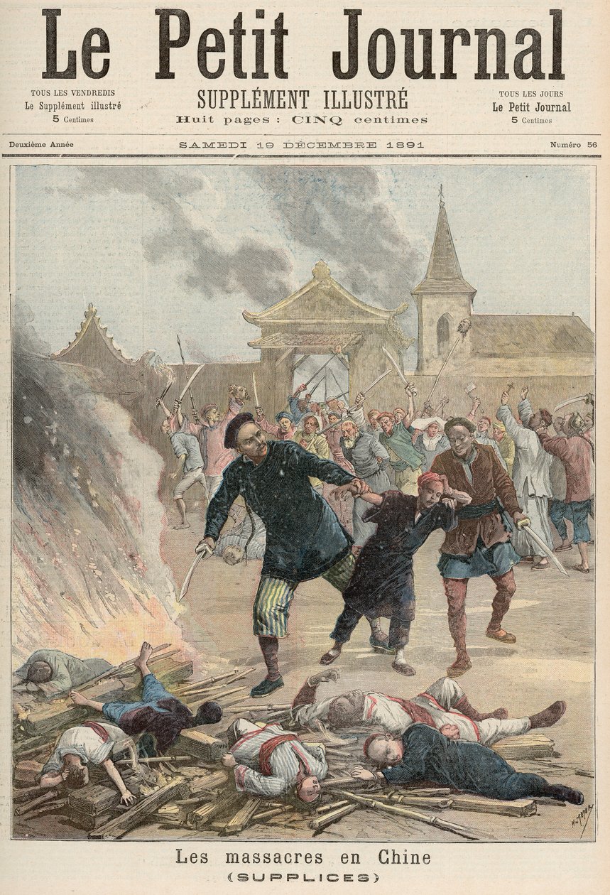 Verilöyly Kiinassa, "Le Petit Journal", 19. joulukuuta 1891 (väri litho) tekijältä Fortune Louis Meaulle and Henri Meyer