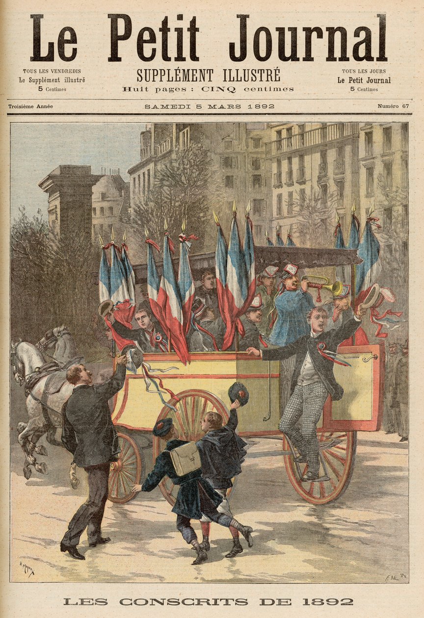 Vuoden 1892 varusmiehet, Le Petit Journal, 5. maaliskuuta 1892. tekijältä Fortune Louis Meaulle and Henri Meyer