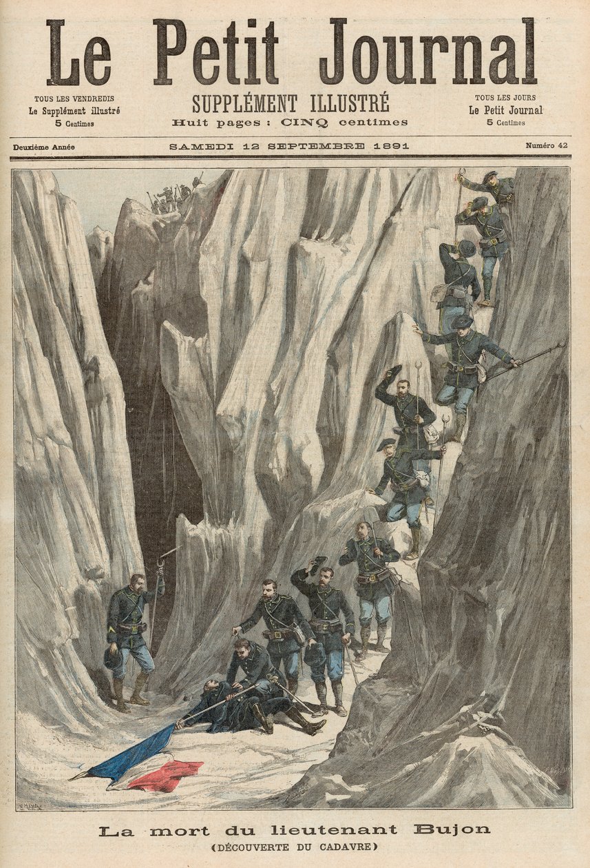 Luutnantti Bujonin kuolema: Hänen ruumiinsa löytö, "Le Petit Journal", 12. syyskuuta 1891 tekijältä Fortune Louis Meaulle and Henri Meyer