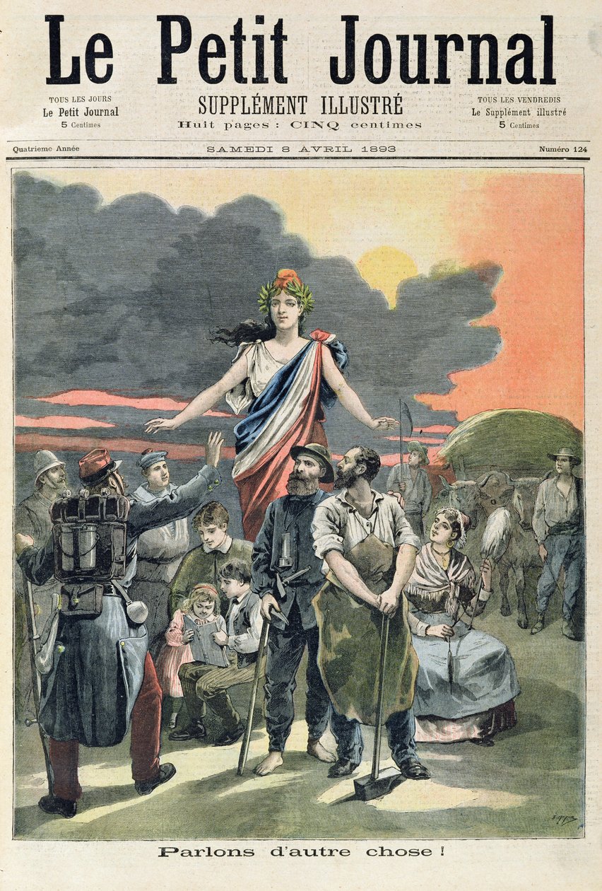 Panaman tapaus, Le Petit Journal -lehden kuvaliitteen etusivulta, 8. huhtikuuta 1893 (värilitografia). tekijältä Fortune Louis Meaulle and Henri Meyer