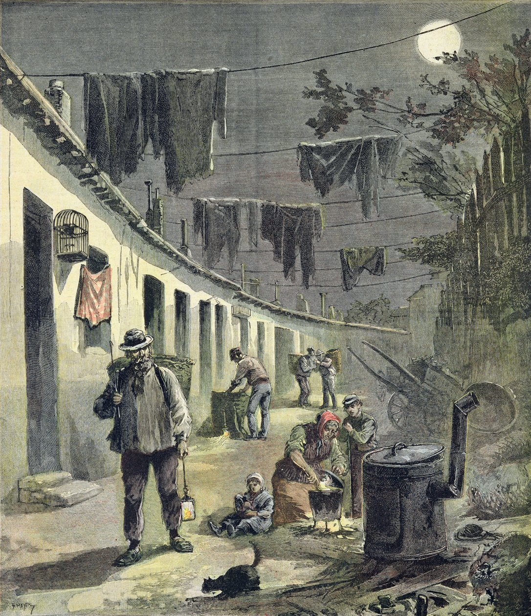 Pariisin ragpickers, kuva Le Petit Journalin kuvitetusta liitteestä, 27. elokuuta 1892 tekijältä Fortune Louis Meaulle and Henri Meyer