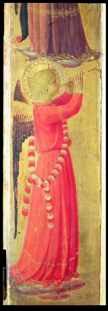 Enkeli soittaa piippua, Linaiuolin triptyykistä, 1433 (tempera paneelissa) (yksityiskohta) tekijältä Fra Angelico