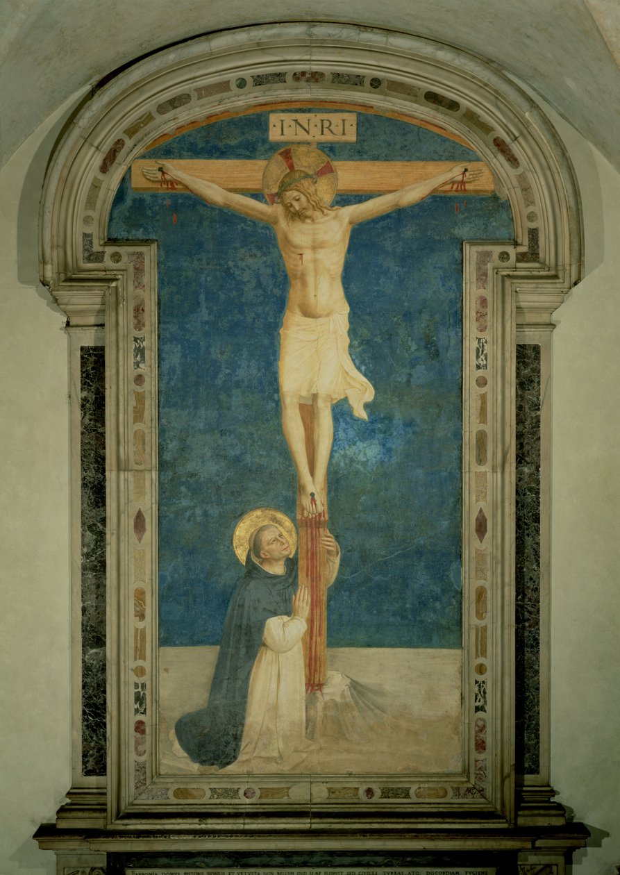 Kristus ristillä Pyhän Dominicin palvoma tekijältä Fra Angelico