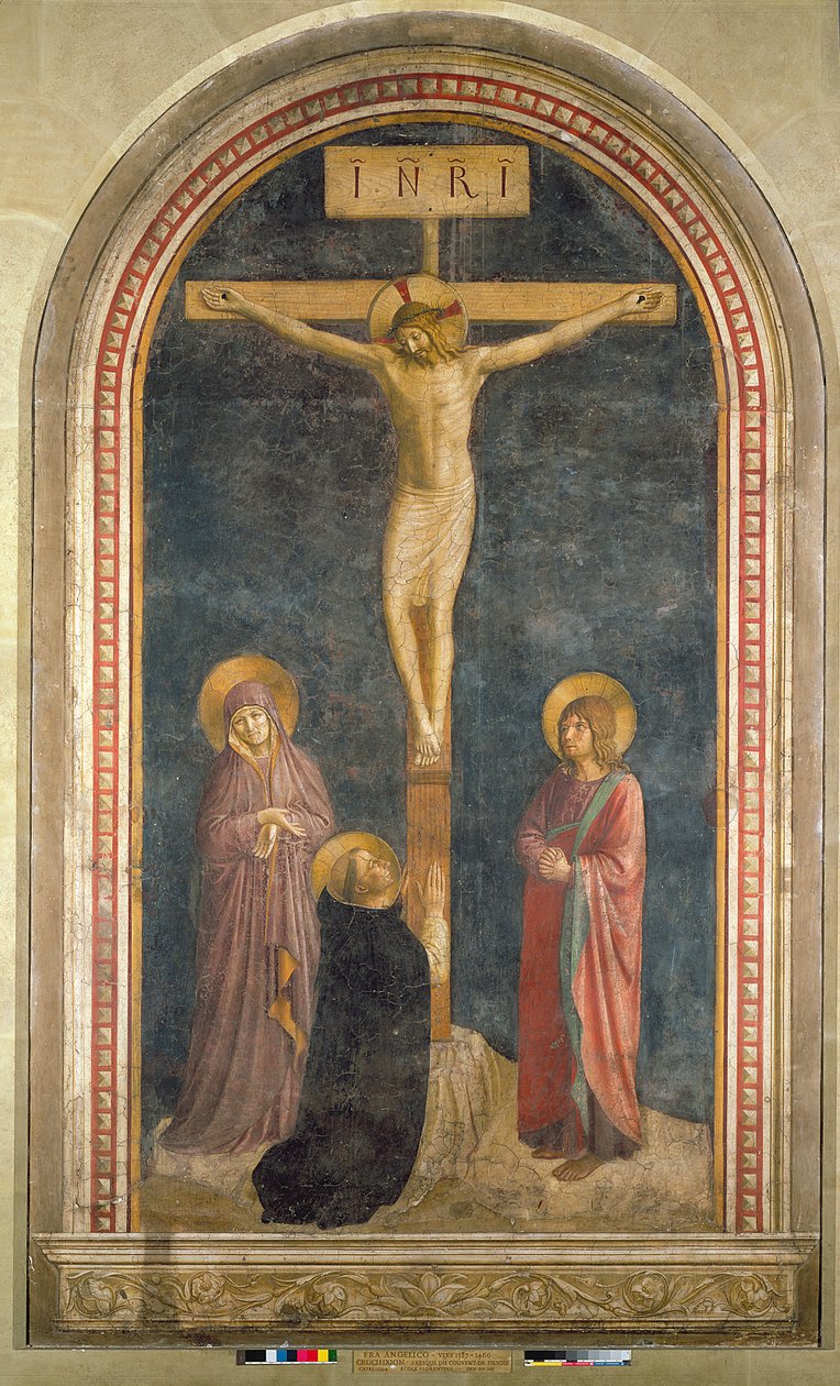 Ristiinnaulitseminen Neitsyt Marian kanssa, SS. Johannes evankelista ja Dominikus San Marcon luostarista, Fiesole, 1442. tekijältä Fra Angelico