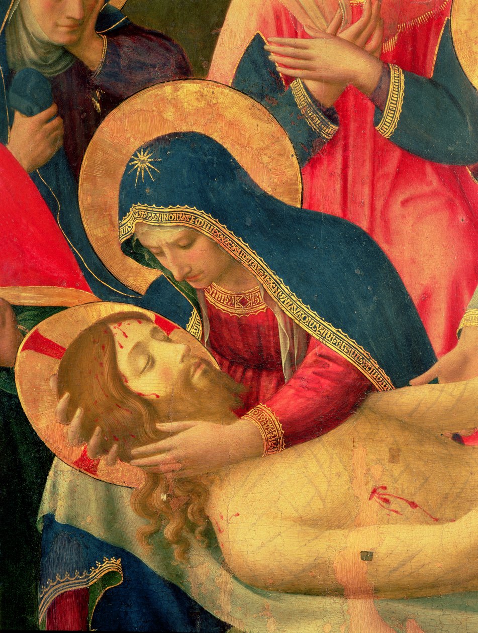 Laskeuma ristiltä, yksityiskohta Neitsyt Mariasta, 1436 tempera ja kulta paneelissa tekijältä Fra Angelico