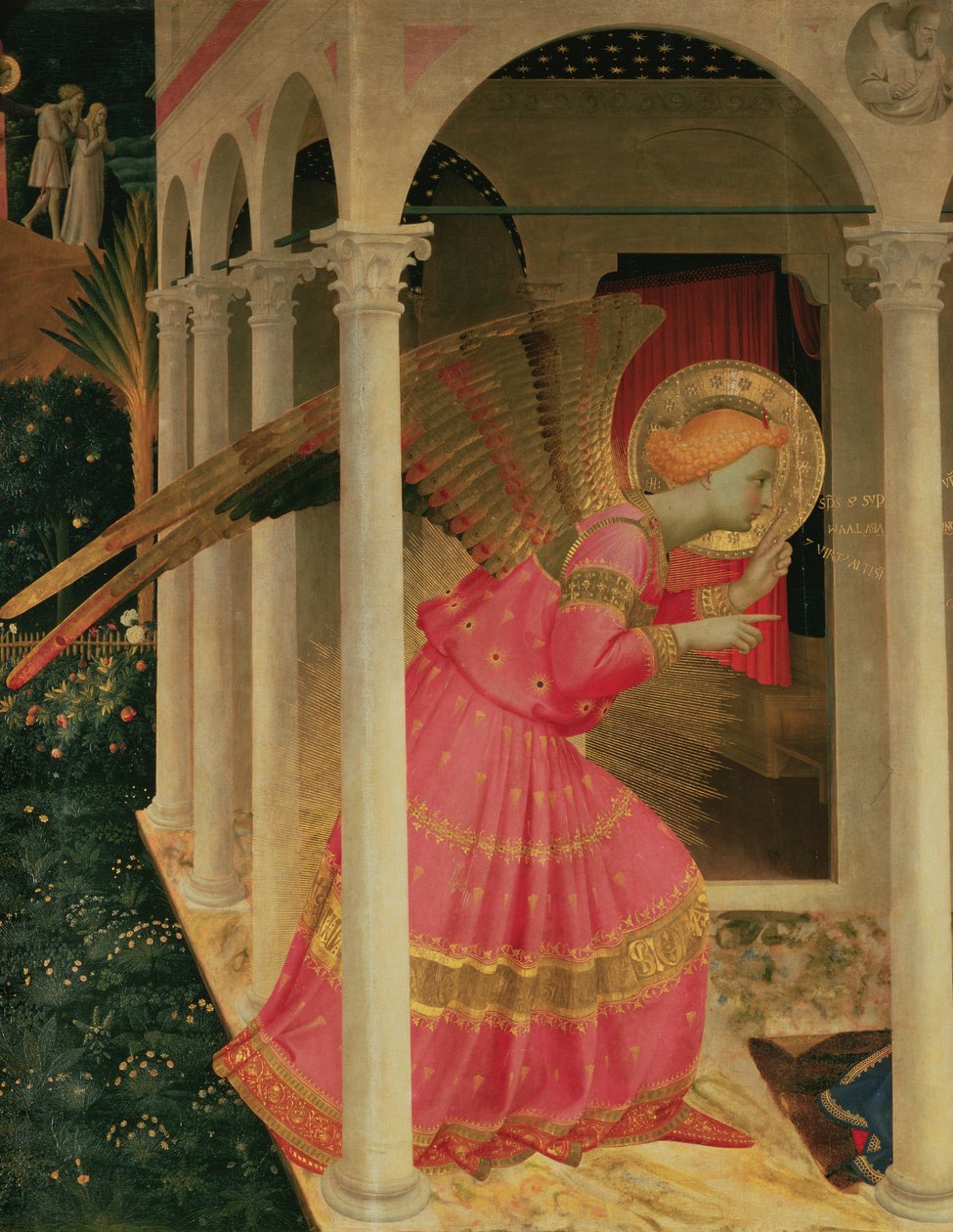 Yksityiskohta Enkeli Gabrielia esittävästä Ilmestyskirjasta. tekijältä Fra Angelico