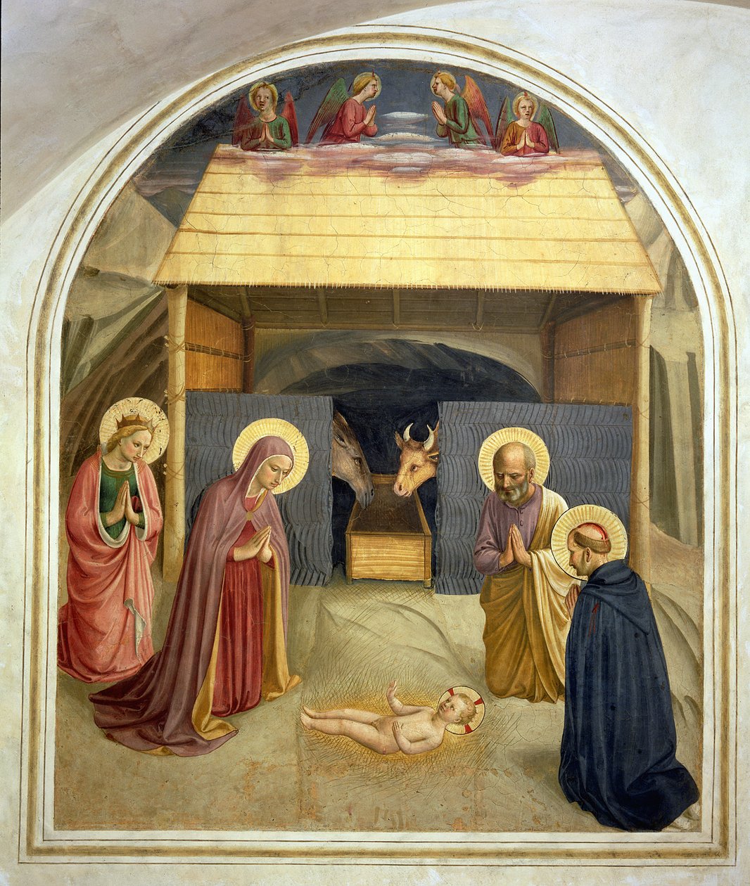 Syntymä, Pyhän Katariina Aleksandrialaisen ja Pyhän Pietarin marttyyri, 1442 tekijältä Fra Angelico
