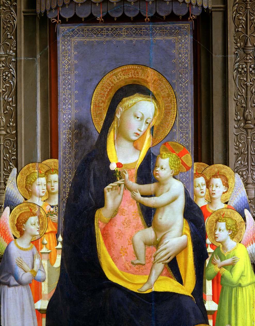 San Domenicon alttaritaulu, n. 1422 tempera & kultalehti paneelin yksityiskohdassa 43192 tekijältä Fra Angelico