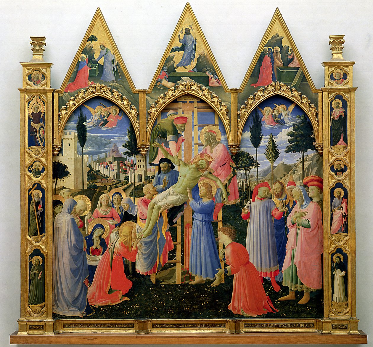 Santa Trinita Alttaritaulu, kehys ja huiput, Lorenzo Monaco (Piero di Giovanni) (n. 1370-1425) valmistui n. 1434 (tempera ja kulta paneelissa) tekijältä Fra Angelico