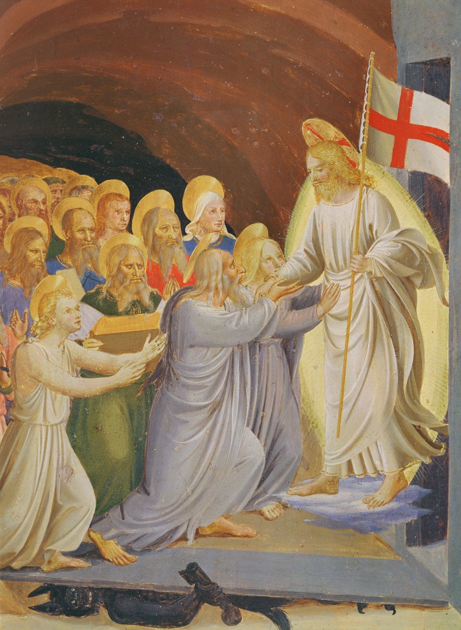 Kohtauksia Kristuksen elämästä, 3. paneeli, joka kuvaa laskeutumista limusiiniin ennen Kristusta, 1450-3 tempera puulla tekijältä Fra Angelico