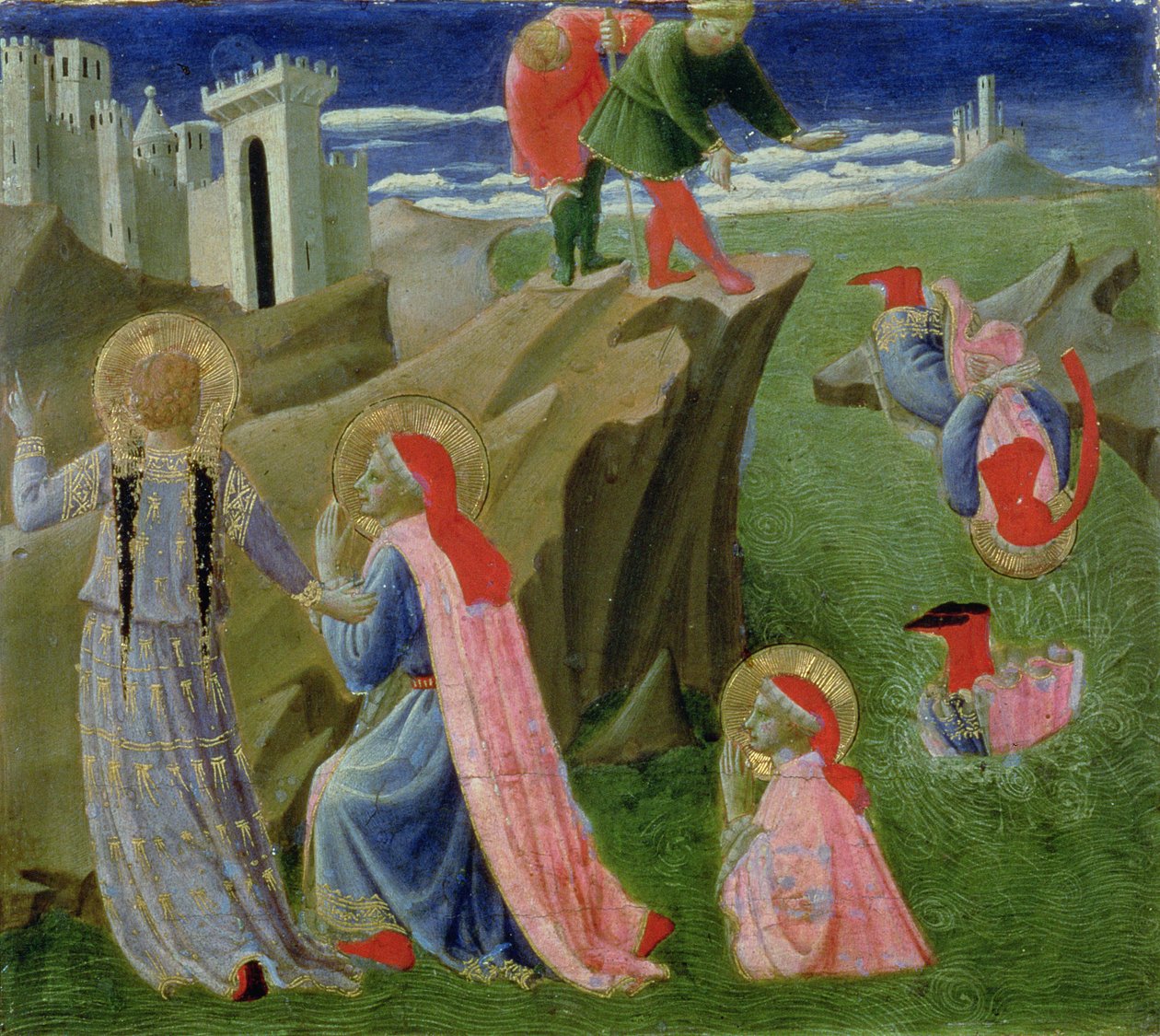 St. Cosmas ja St. Damian Pelastettu hukkumiselta, Annalenan alttaritaulun predellasta, n. 1434 (tempera paneelissa) tekijältä Fra Angelico