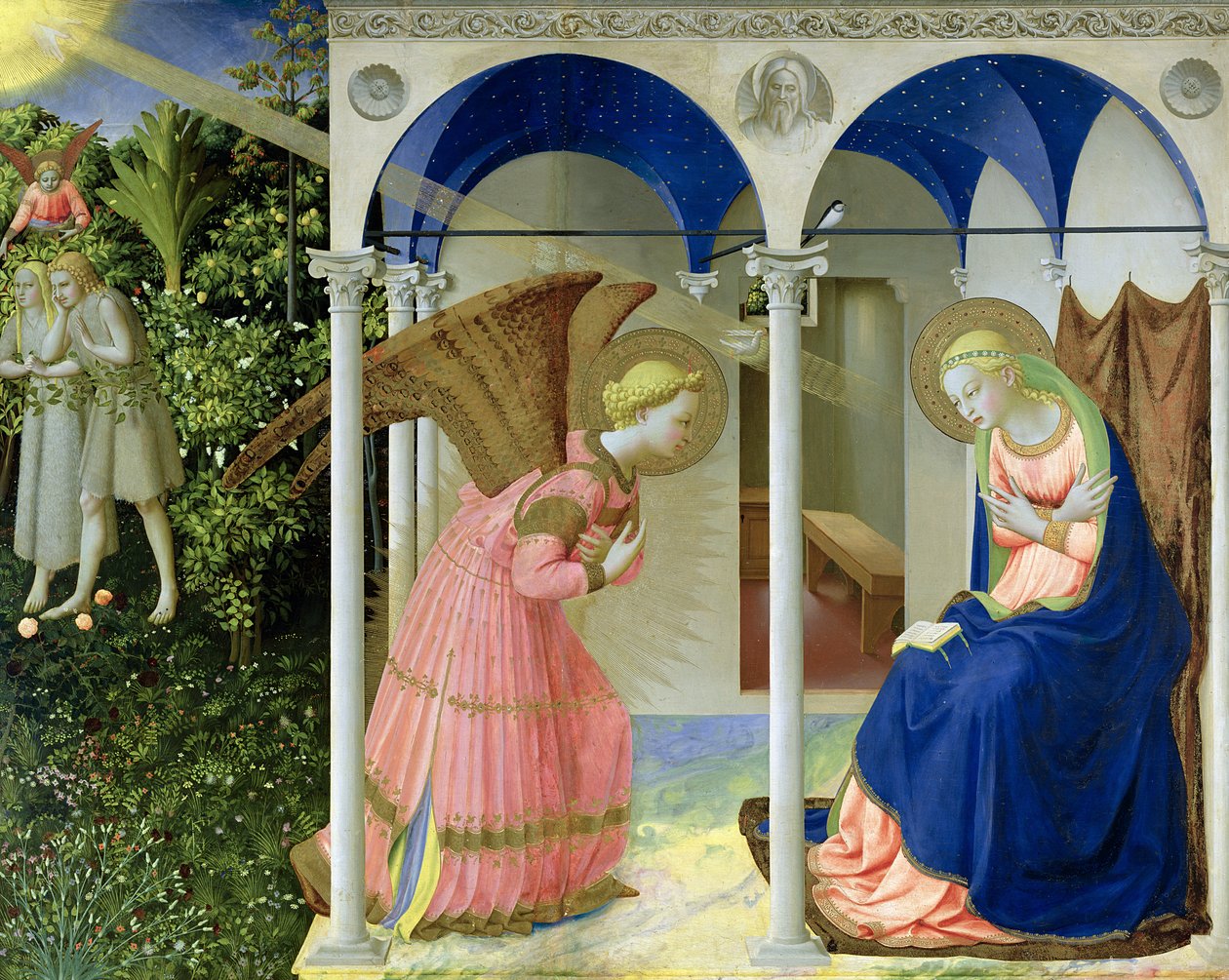 Annunciation, 1426 (tempera ja kulta paneelissa) tekijältä Fra Angelico