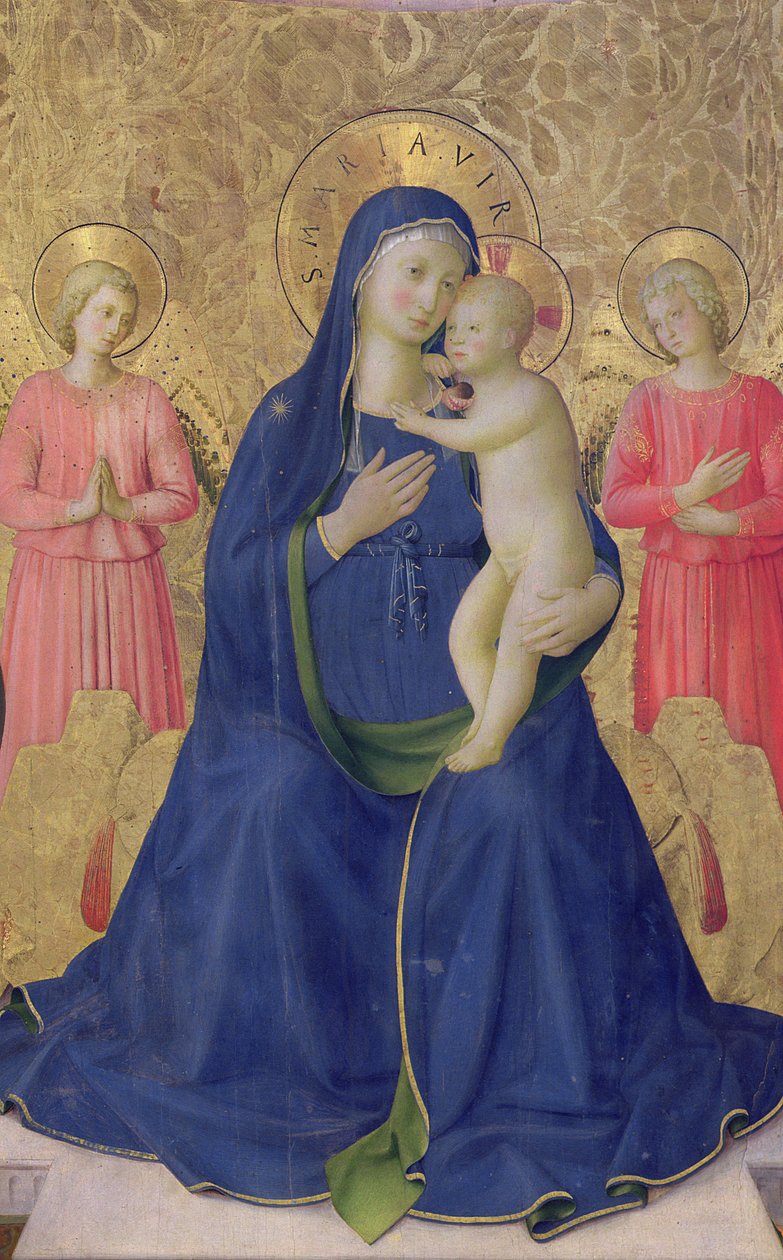 Bosco ai Fratin alttaritaulu: Neitsyt ja lapsi kahden enkelin kanssa, 1452, tempera paneelilla, kuva 43968. tekijältä Fra Angelico