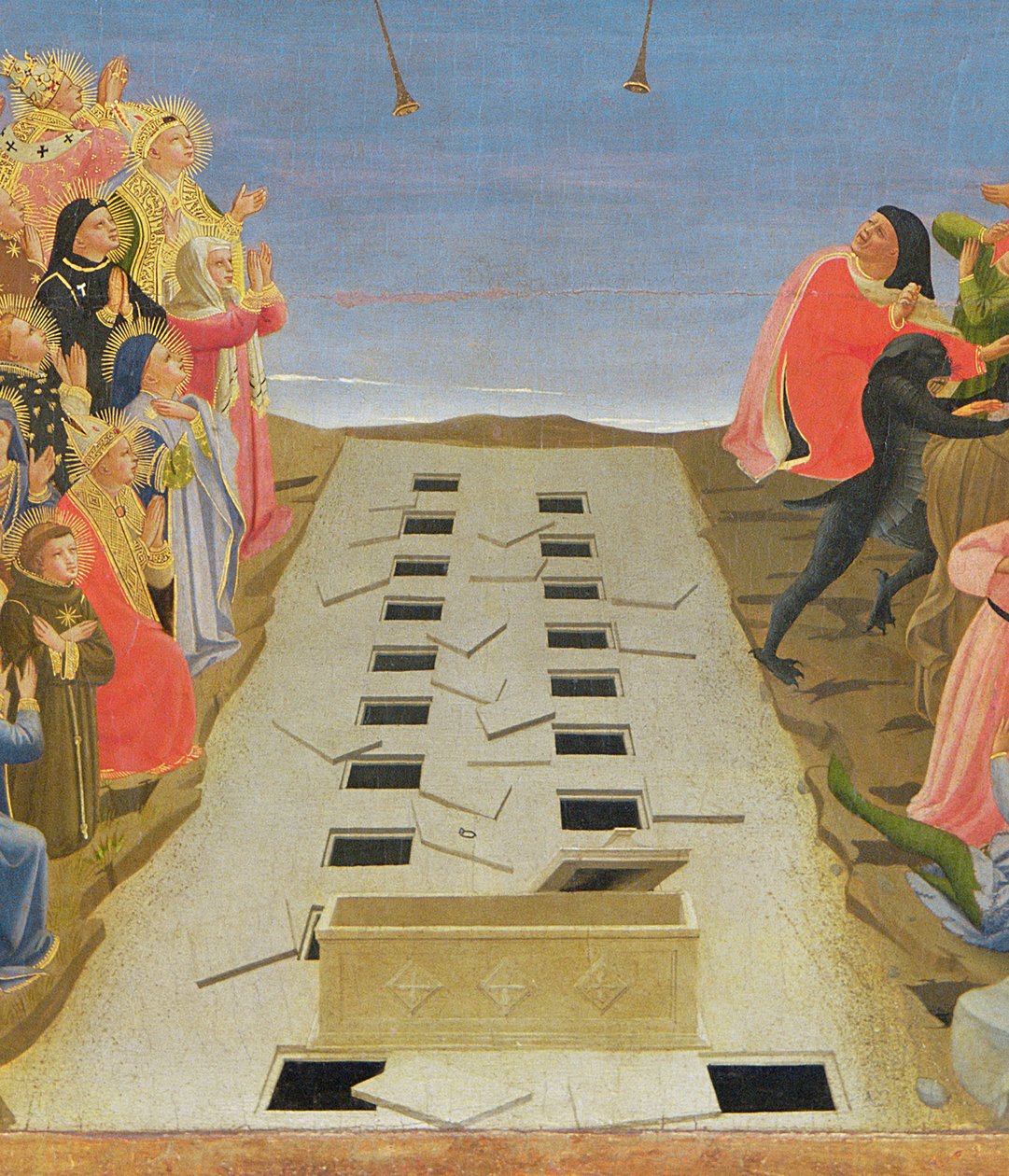 Viimeinen tuomio, alttaritaulu Santa Maria degli Angiolista, yksityiskohta, n. 1431 tekijältä Fra Angelico