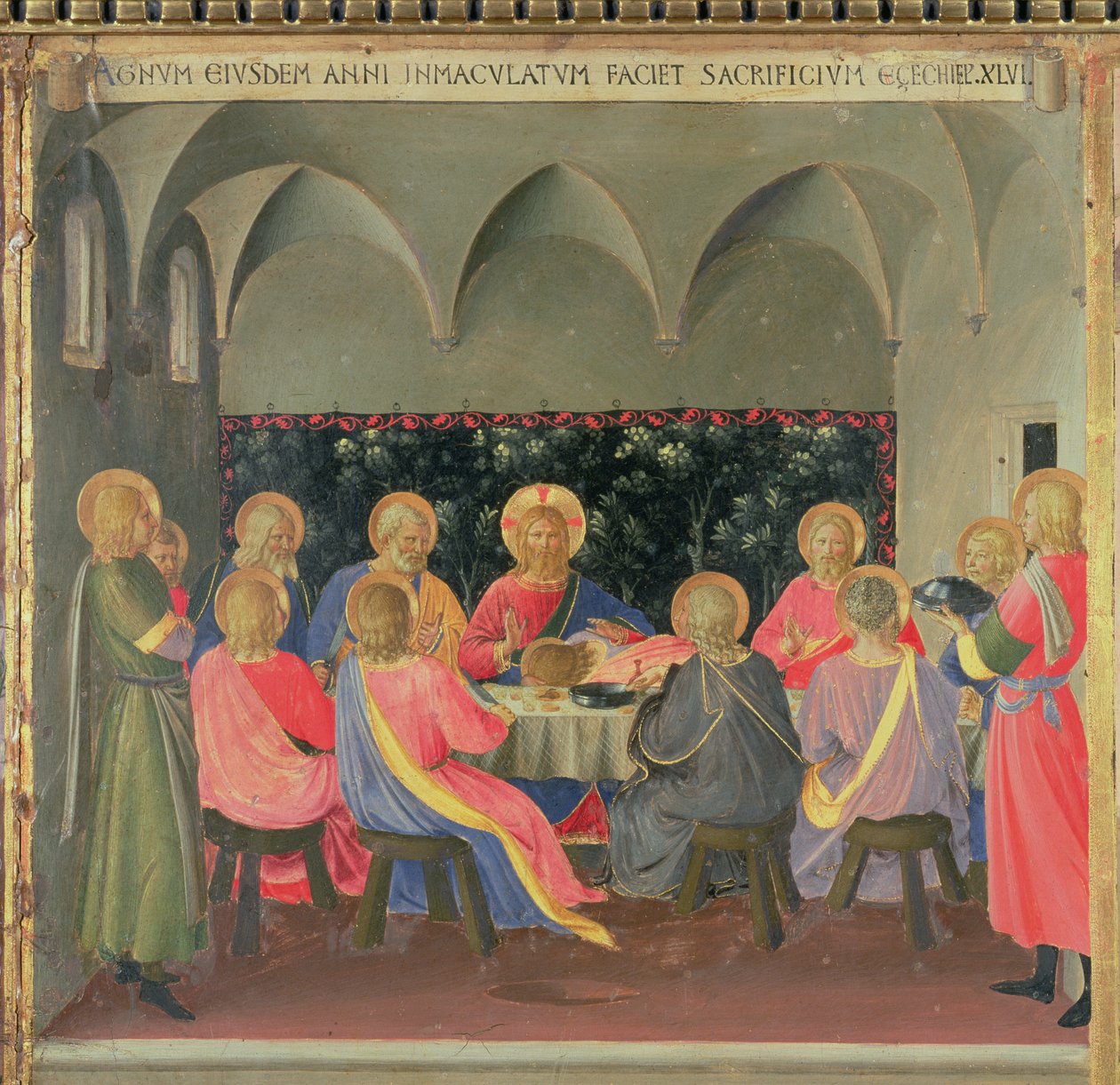 Viimeinen ehtoollinen, yksityiskohta Santissima Annunziatan hopeavaraston kolmannesta paneelista, n. 1450-53 (tempera paneelissa) tekijältä Fra Angelico