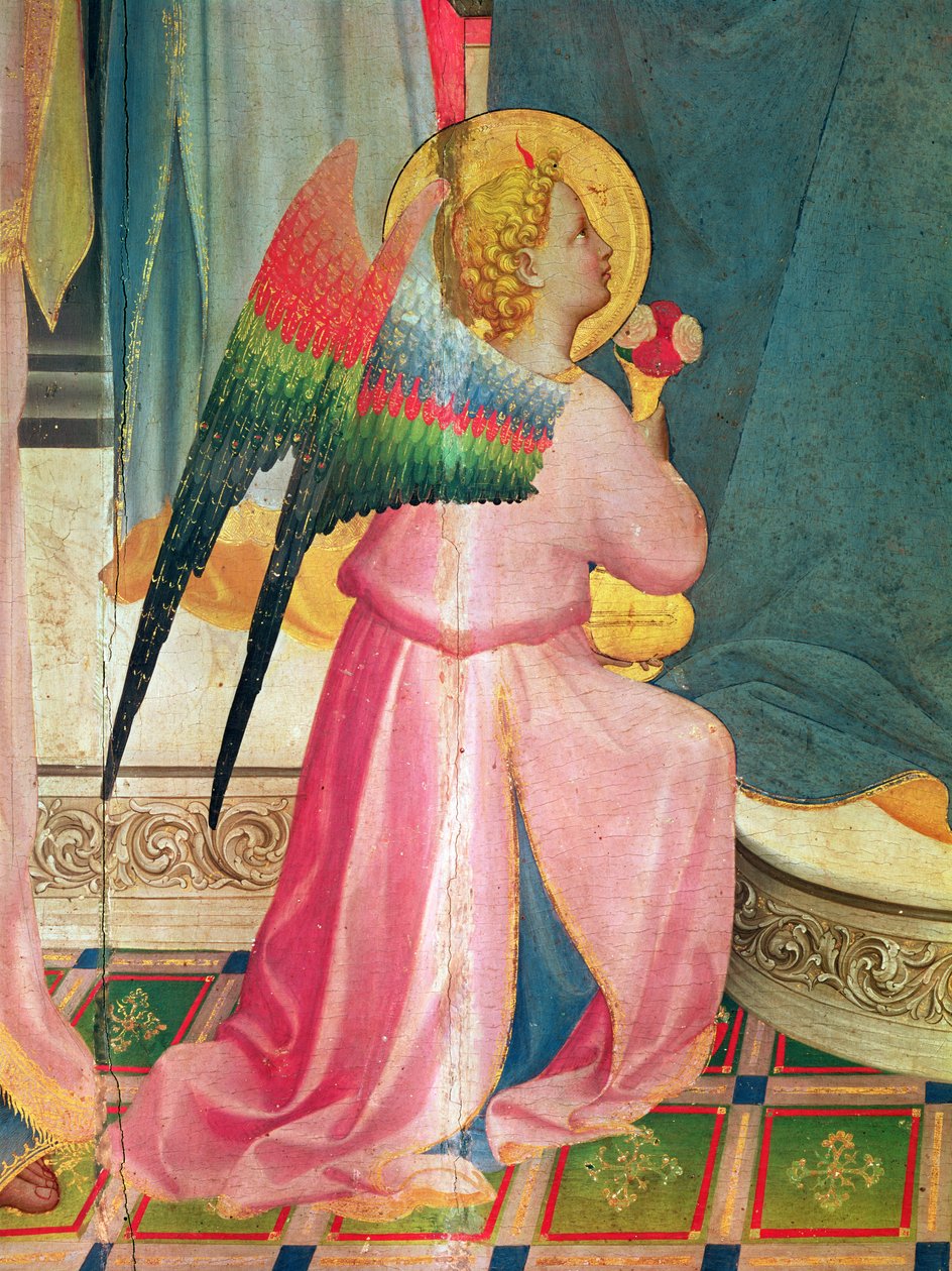 The Virgin Enthroned among Saints yksityiskohta enkelistä, n. 1424-1425 tempera paneelissa tekijältä Fra Angelico