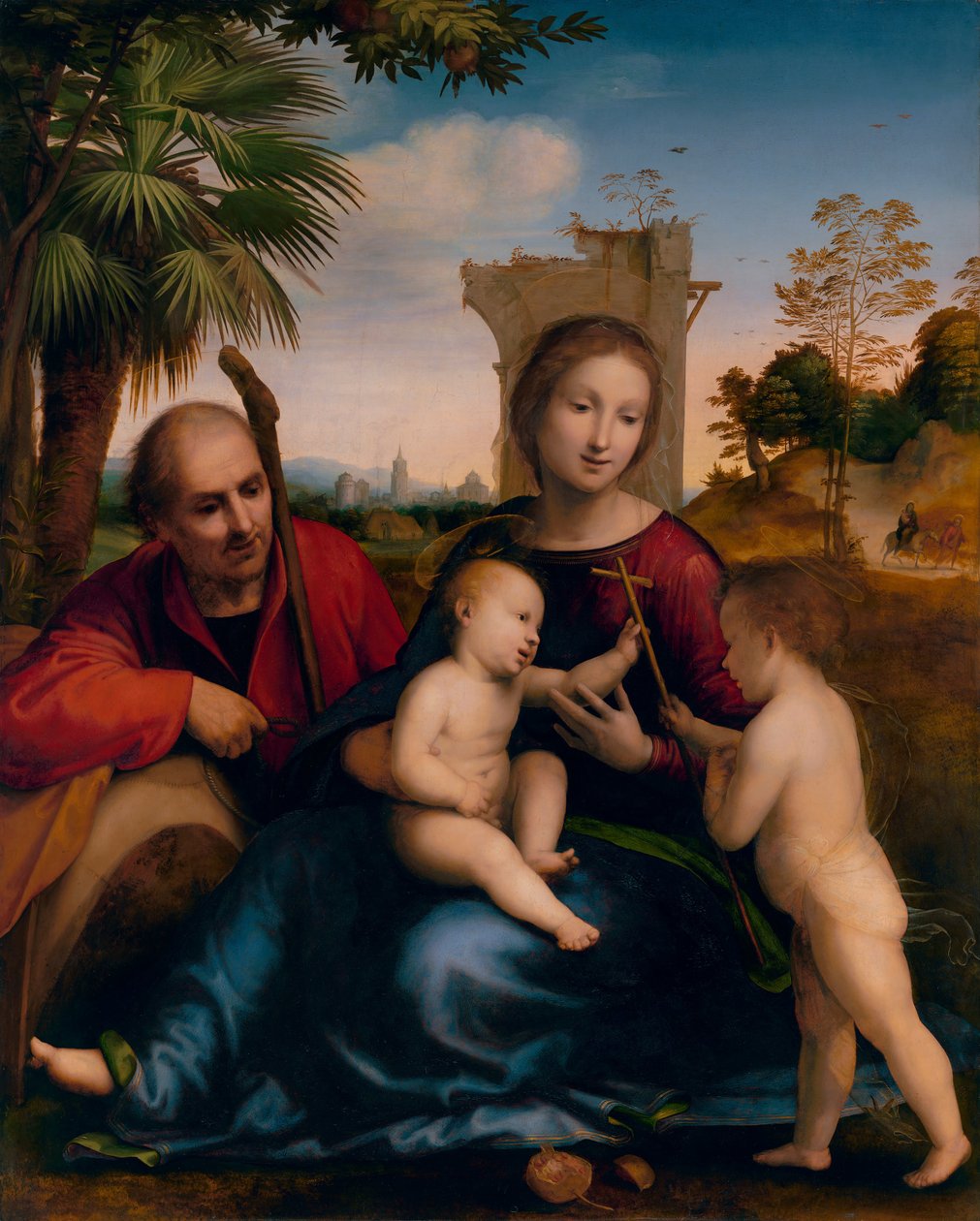 Lepo lennossa Egyptiin Pyhän Johannes Kastajan kanssa (n. 1509) tekijältä Fra Bartolomeo