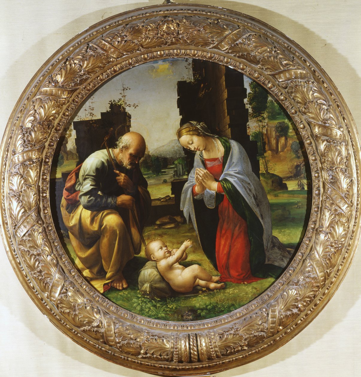 Lapsen palvonta, n. 1499 (tempera puulla) tekijältä Fra Bartolommeo