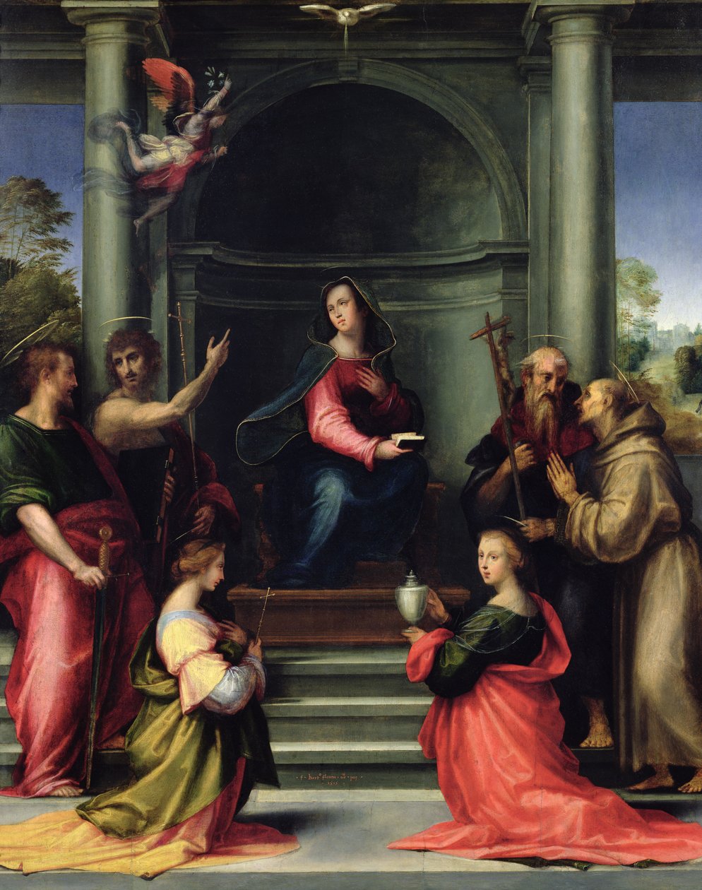Ilmoitus pyhien kanssa, 1515 tekijältä Fra Bartolommeo