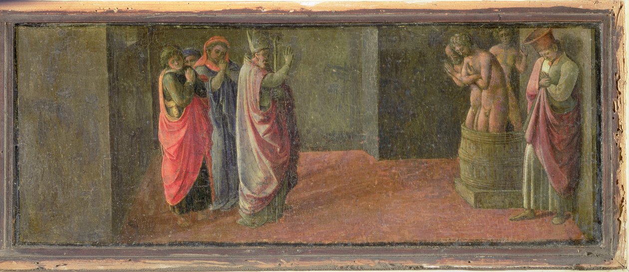Pyhä Nikolaus herättää henkiin kolme murhattua nuorta, (Martellin kappelissa) (paneeli) tekijältä Fra Filippo Lippi