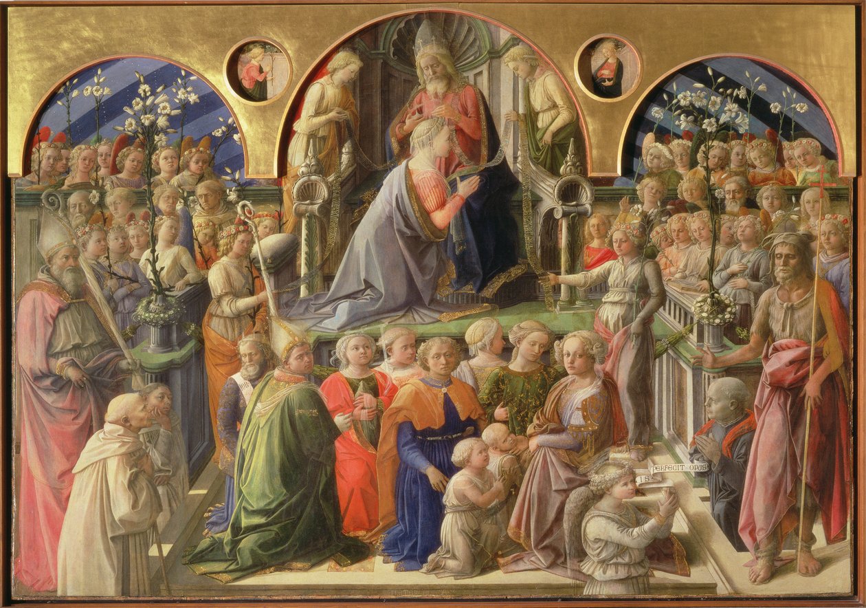 Neitsyen kruunaus, 1441-7 (tempera paneelissa) tekijältä Fra Filippo Lippi