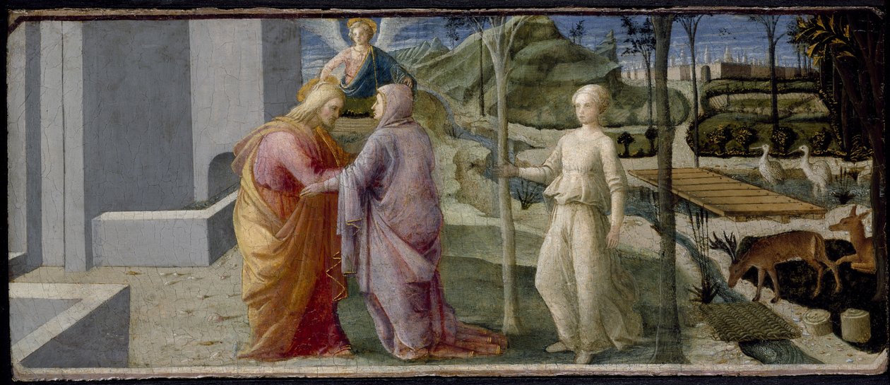 Joakimin ja Annan tapaaminen Kultaisella portilla, 1400-luku tekijältä Fra Filippo Lippi