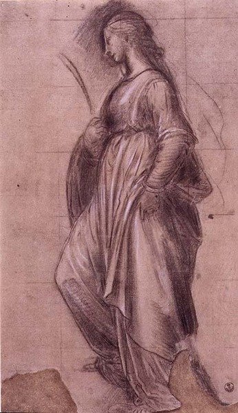 Pag-aaral ng St. Catherine ng Alexandria (chalk na may gouache sa papel)finn tekijältä Fra Bartolomeo