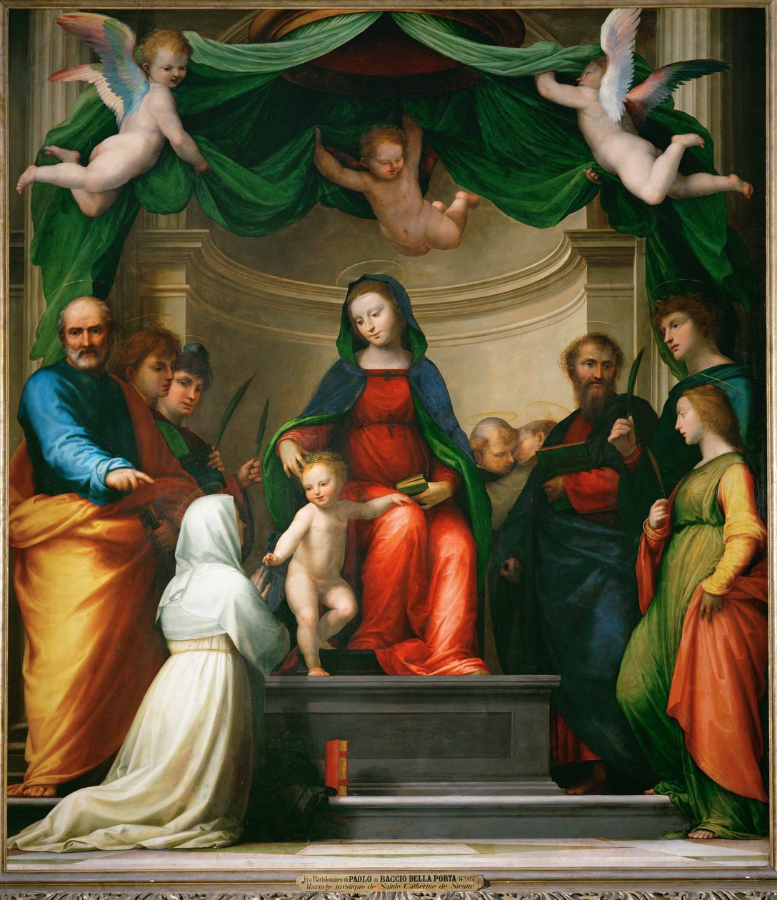 Pyhän Katariina Sienalaisen mystinen avioliitto ... tekijältä Fra (1472-1517) Bartolomeo