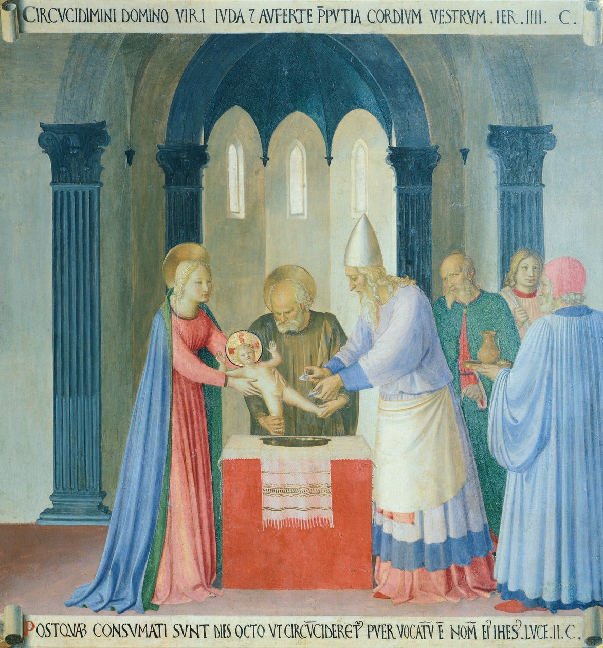 Jeesuksen ympärileikkausta kuvaava sisäkuva, Armadio degli Argentin (hopeaarkku) paneeli, jossa on Jeesuksen elämä. tekijältä Fra (c.1387 1455) Angelico