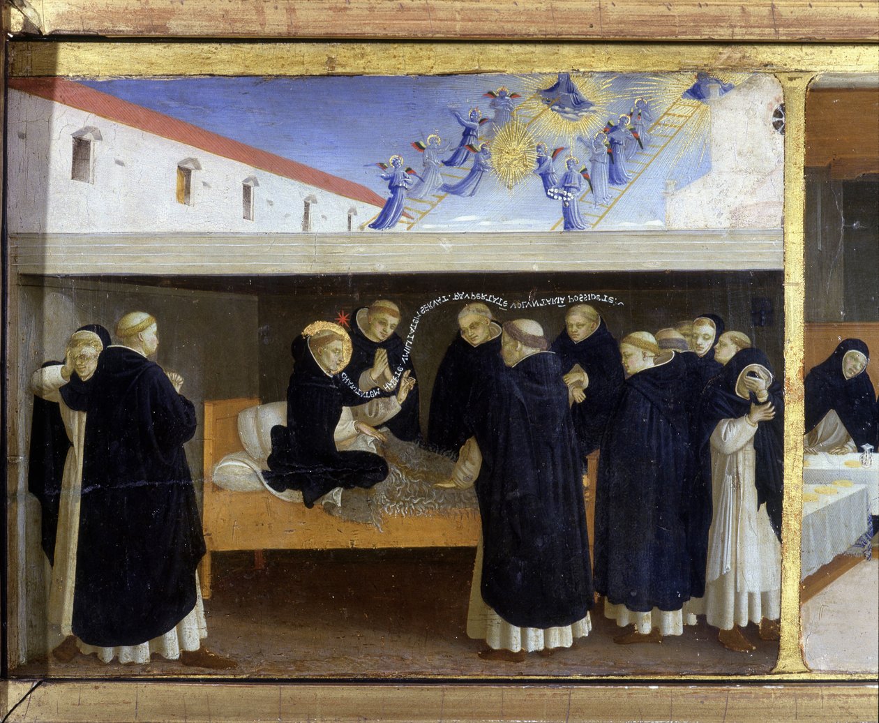 La mort de Santa Dominica (1221) - la part inferior (la predel·la) de la "Coronació de la Mare de Déu" que representa Crist a la tomba i sis episodis de la vida de Santa Dominica, fundadora de l