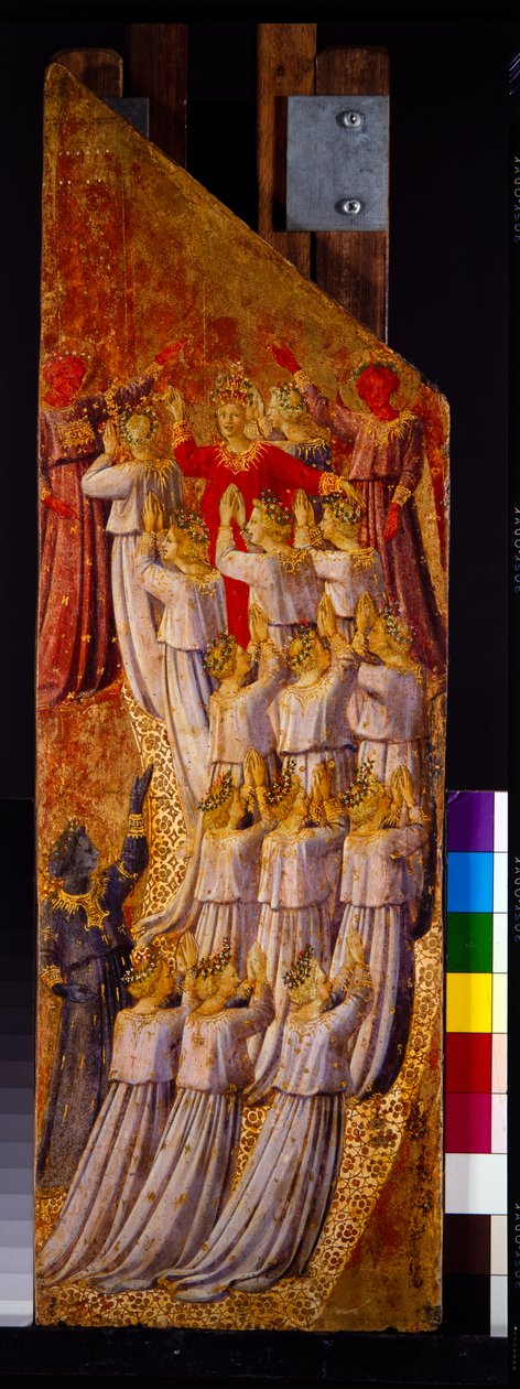 Kaksi paneelia viimeisestä tuomiosta, joissa näytetään taivaaseen nousu ja helvettiin laskeutuminen (paneeli). tekijältä Fra (c.1387 1455) Angelico