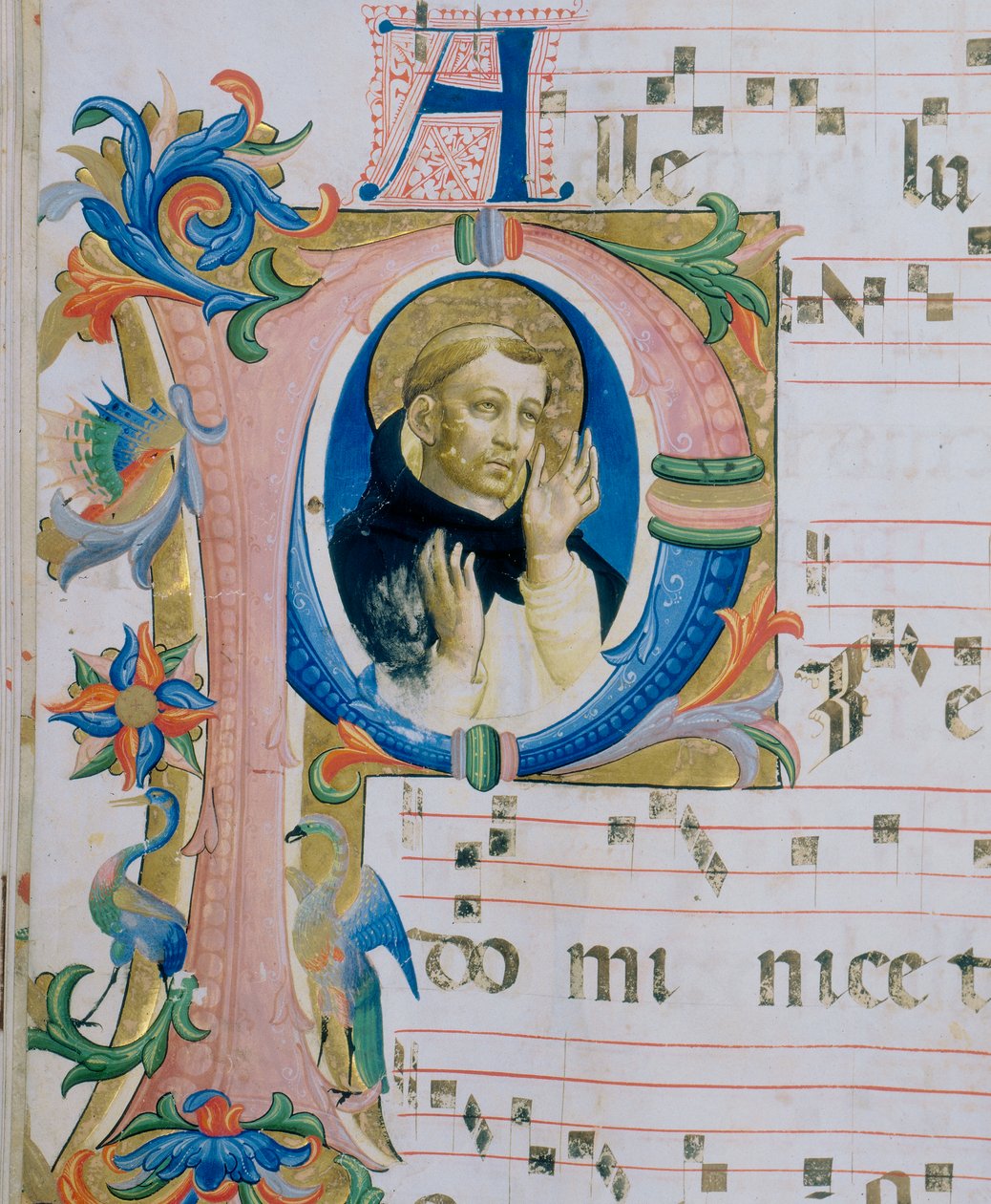 Dominikaaninen pyhimys. Kuvitettu miniatyyri messaalissa (n. 9, verso) tekijältä Fra  Angelico