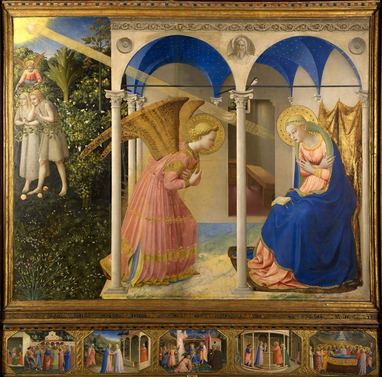 Angelico, Fra Giovanni, da Fiesole (n. 1400-1455) Ilmoituksen tempera taulussa Renessanssi 1430-1432 Italia, Firenzen koulu Museo del Prado, Madrid 154x194 maalaus tekijältä Fra  Angelico