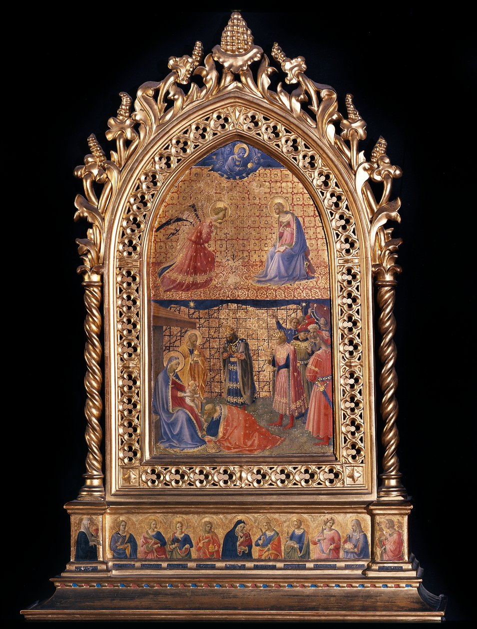 Taikaiden julistus ja palvonta (puumaalaus tekijältä Fra  Angelico