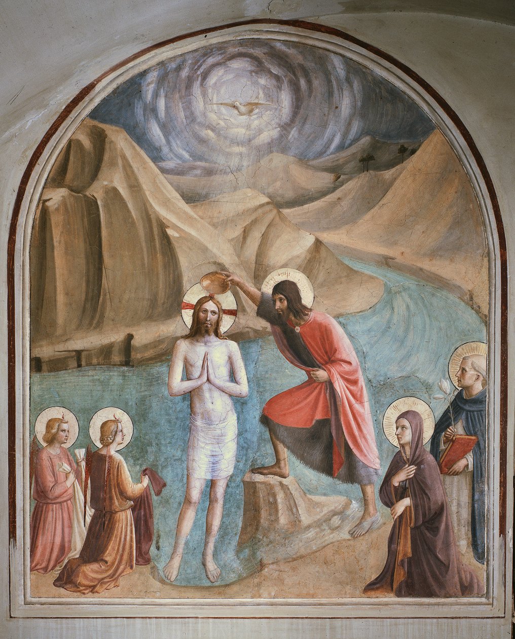 Kristuksen kaste (Fresko tekijältä Fra  Angelico
