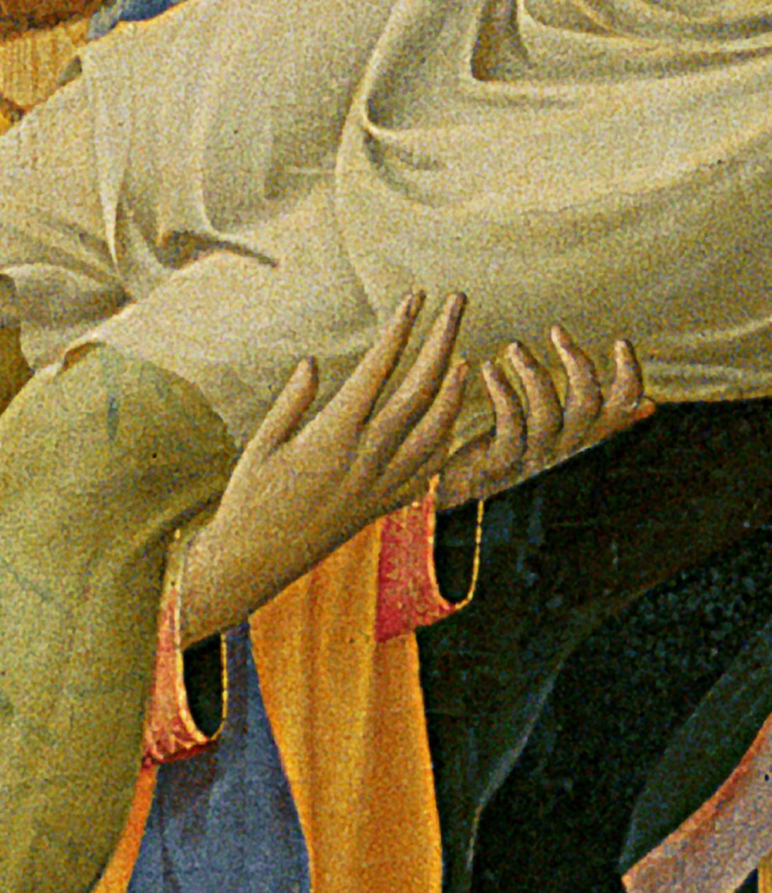 Lorenzo Monacon (Piero di Giovanni) (n. 1370-1425) yksityiskohta Santa Trinitan alttaritaulusta, kehys ja huiput, valmis n. 1434 (tempera ja kulta paneelissa) tekijältä Fra  Angelico