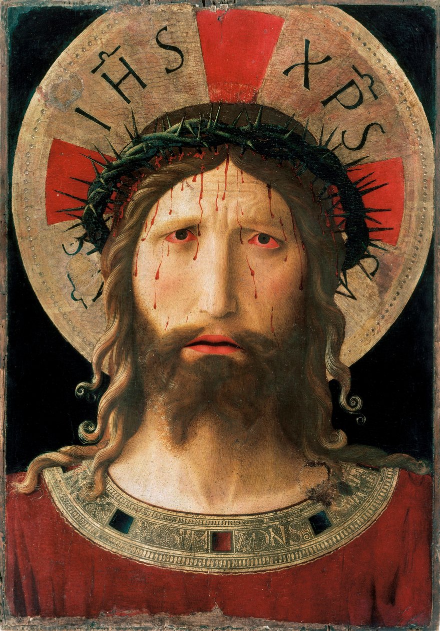 Kristuksen orjantappurakruunun pää (Detrempe puulla, 1450) tekijältä Fra  Angelico