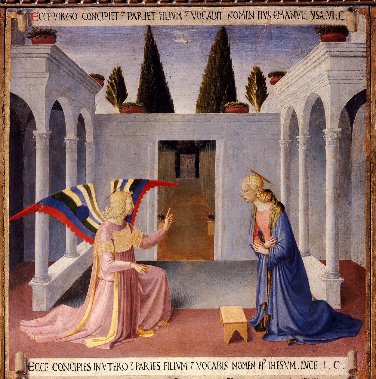 Kristuksen elämän historia: julistus Pyhän Hengen kyyhkysen kanssa (Pyhä Henki) tekijältä Fra  Angelico