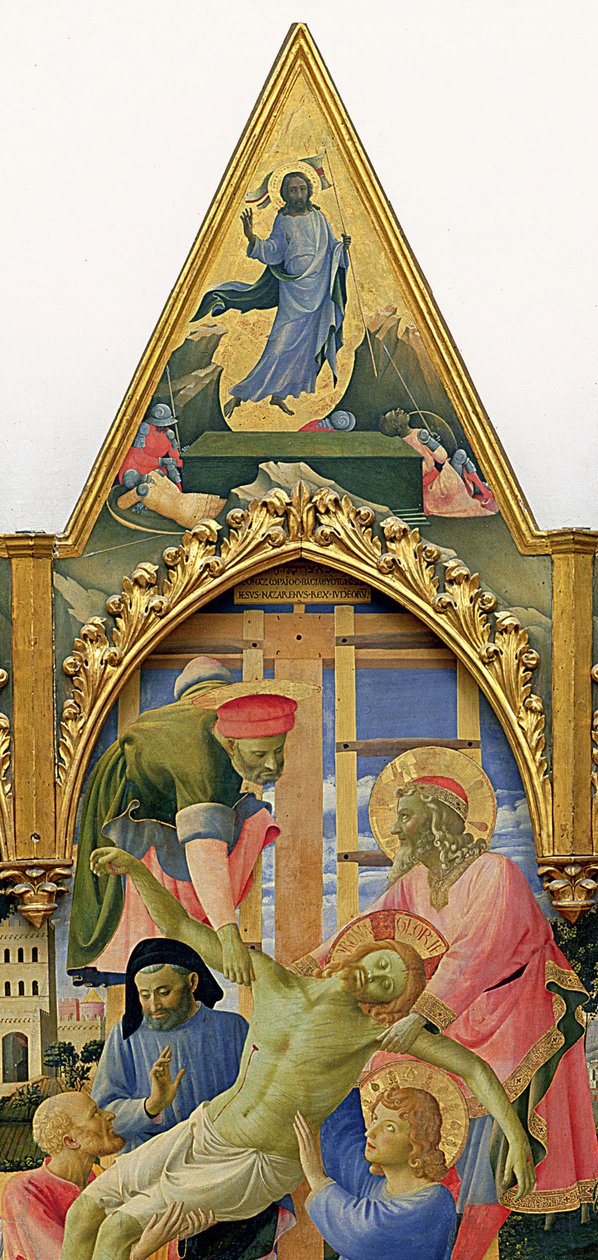 Santa Trinita Alttaritaulu, kehys ja huiput, kirjoittanut Lorenzo Monaco (Piero di Giovanni) (n. 1370-1425) valmistui n. 1434 (tempera ja kulta paneelissa) (yksityiskohta 43967) tekijältä Fra  Angelico