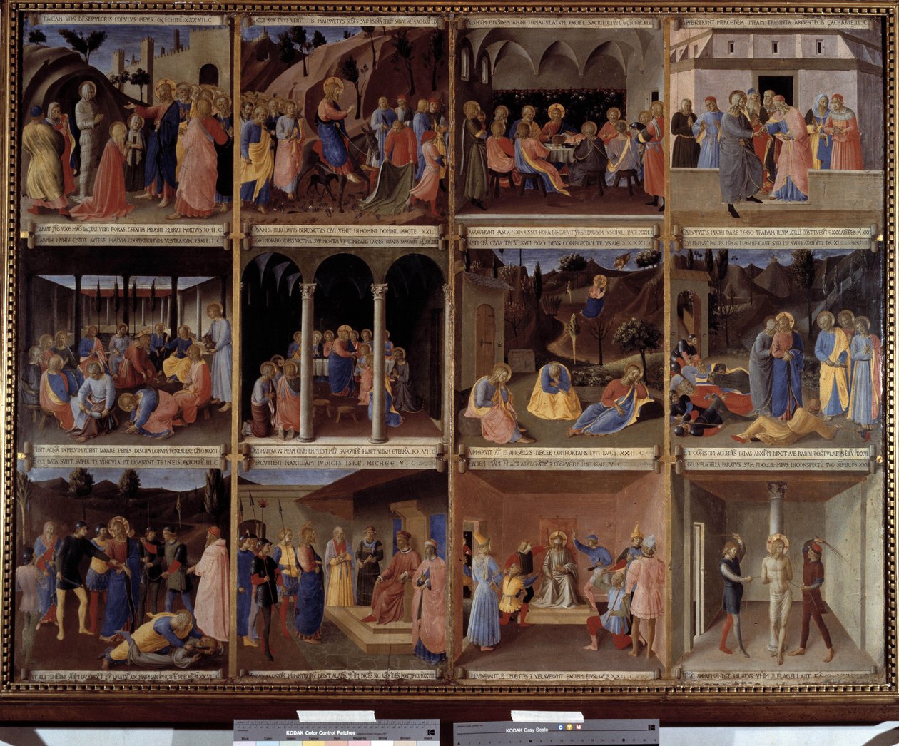 Kristuksen elämän kohtauksia pyhien maljakoiden kabinetista tai kirkon Ex-voton hopeakaapista Santissima Annunziata 1450-1453 (tempera puulla) tekijältä Fra  Angelico
