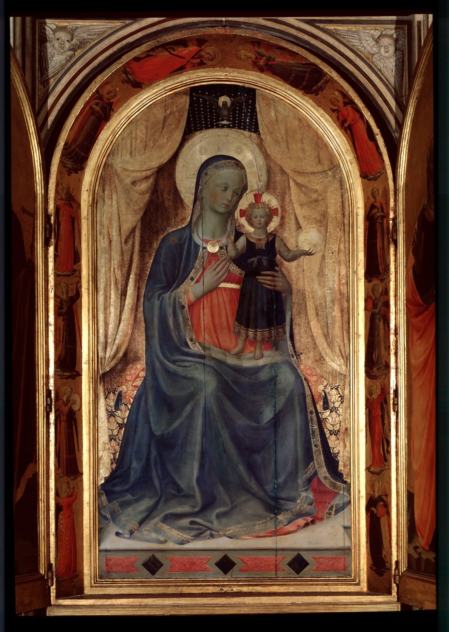 Linaiolin tabernaakkeli: Neitsyt lapsen kanssa (Puumaalaus tekijältä Fra  Angelico