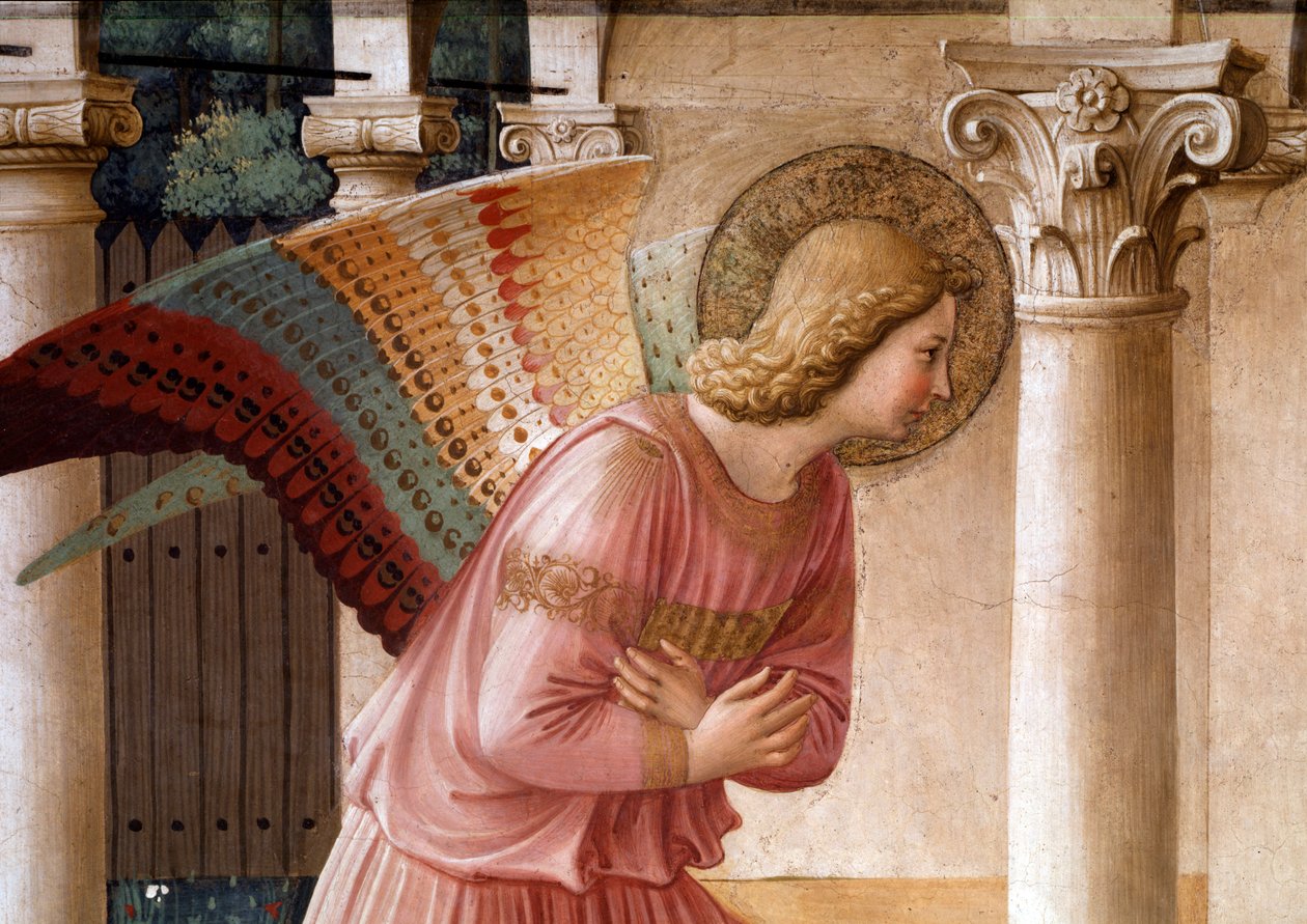 Ilmoitus, arkkienkeli Gabrielin yksityiskohta (fresko tekijältä Fra  Angelico