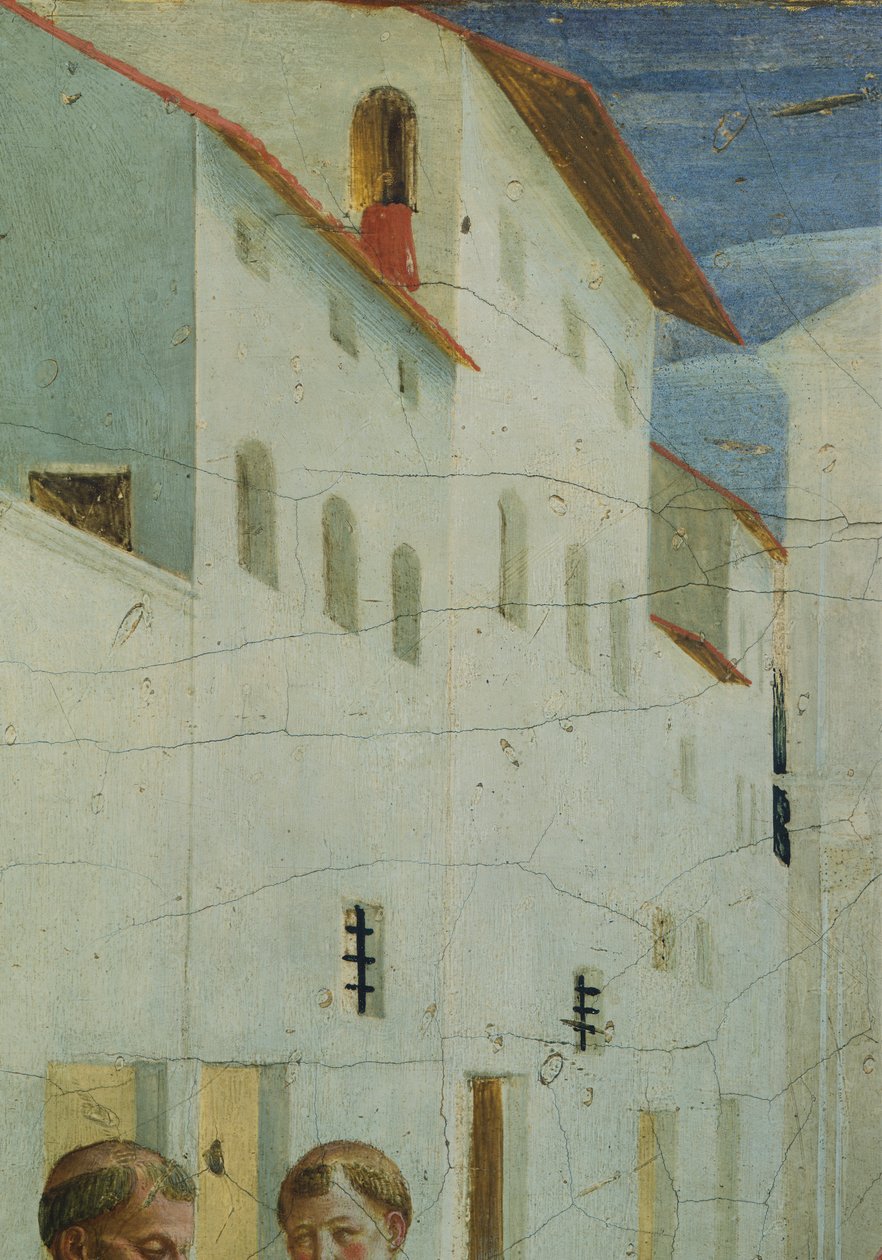 Pyhien Cosman ja Damianin hautaus, predella-kuvat, jotka kuvaavat tarinaa Pyhästä Kosmasta ja Pyhästä Damianista San Marcon alttarista, noin 1443, Giovanni da Fiesole, joka tunnetaan nimellä Fra Angelico (1400-n. 1455), tempera puulla, 37x45 cm tekijältä Fra (c.1387 1455) Angelico