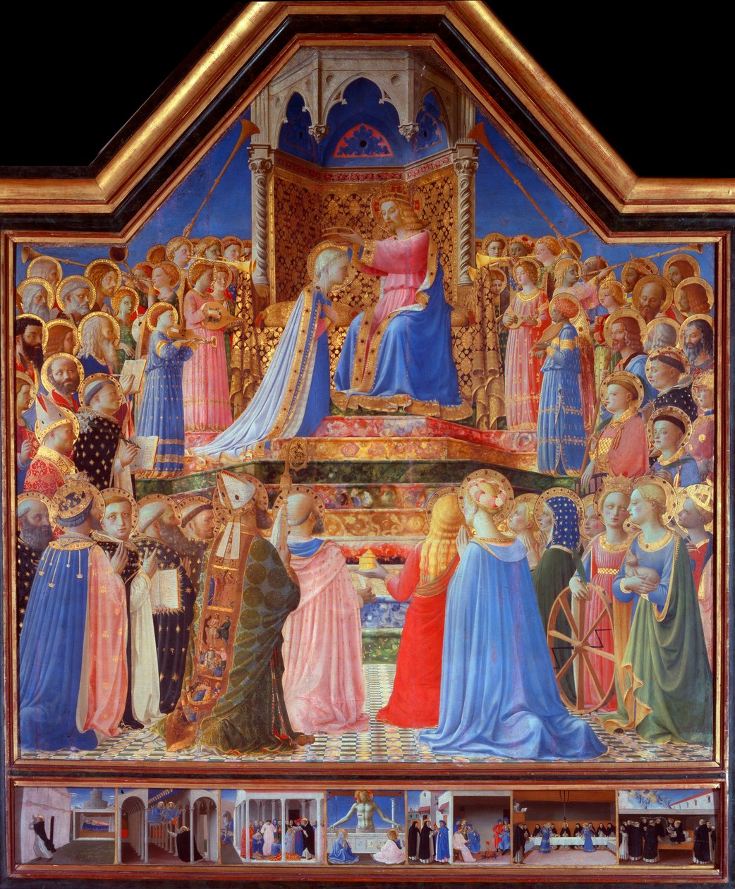 Neitsyen kruunaus (predella kohtauksia Pyhän Dominicin elämästä) (maalaus tekijältä Fra  Angelico