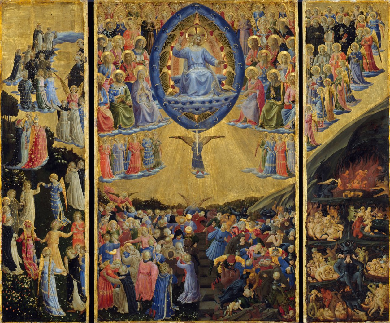 Viimeinen tuomio (siipialttari, alk. 1400-luku) tekijältä Fra  Angelico
